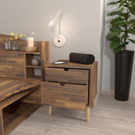 Possui 2 gavetas. A gaveta superior tem 12,5 cm de altura. A altura do painel da gaveta inferior é de 22,0 cm. A largura do painel é de 41,2 cm. Há uma depressão semicircular no meio. Furo circular direto de 25 mm.